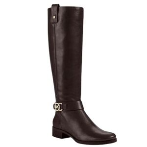 Michael Kors Dark Brown Charm Leather Tall Riding Boots Sz 9.5